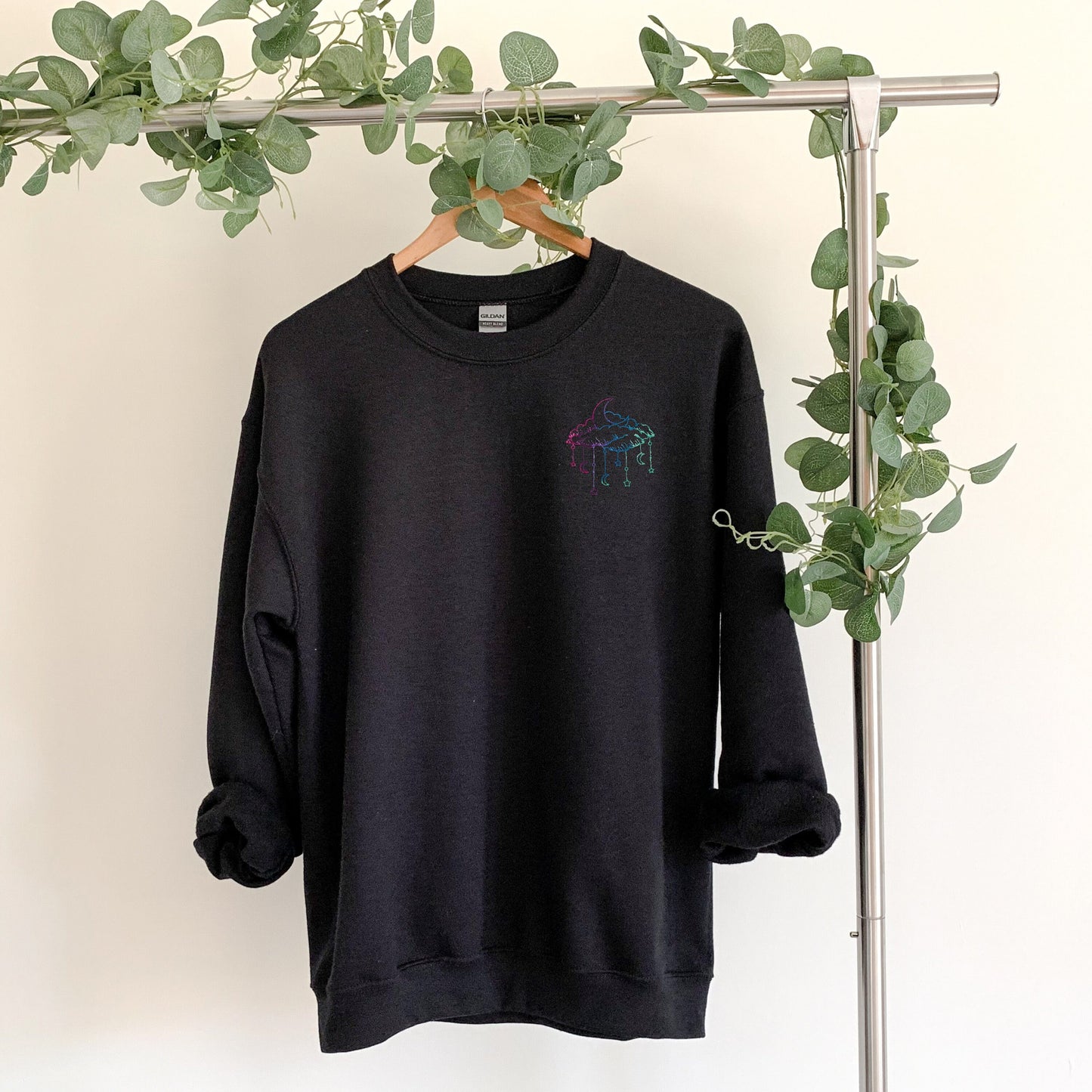 Celestial Clouds Embroidered Unisex Crewneck Sweatshirt