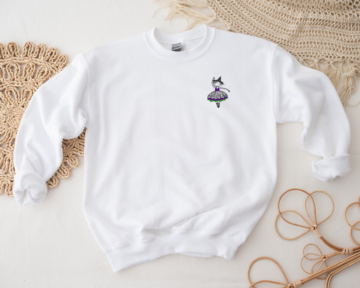Embroidered Witchy Ballerina Unisex Crewneck Sweatshirt