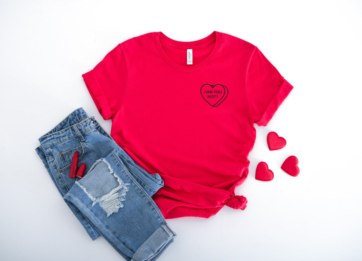 Can You Not? Conversation Heart Black Tee
