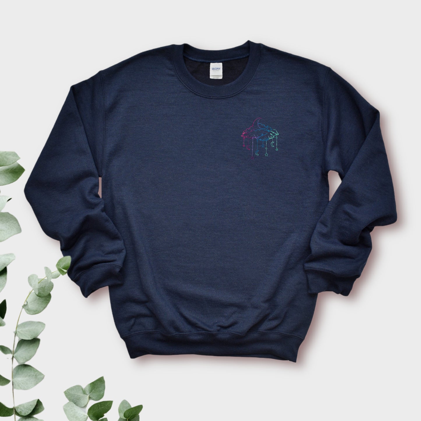 Celestial Clouds Embroidered Unisex Crewneck Sweatshirt