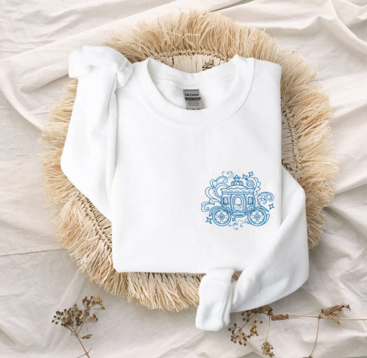 Cinderella Carriage Embroidered Crewneck Sweatshirt