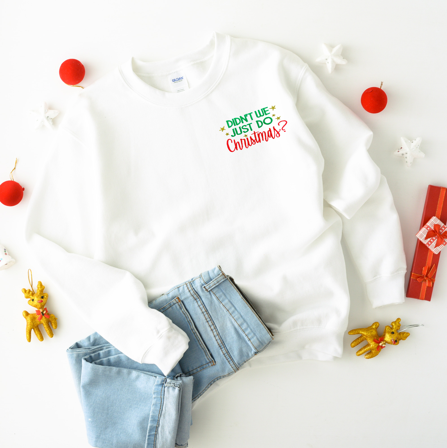 Didn't We Just Do Christmas? Embroidered Adult Unisex Crewneck Sweatshirt