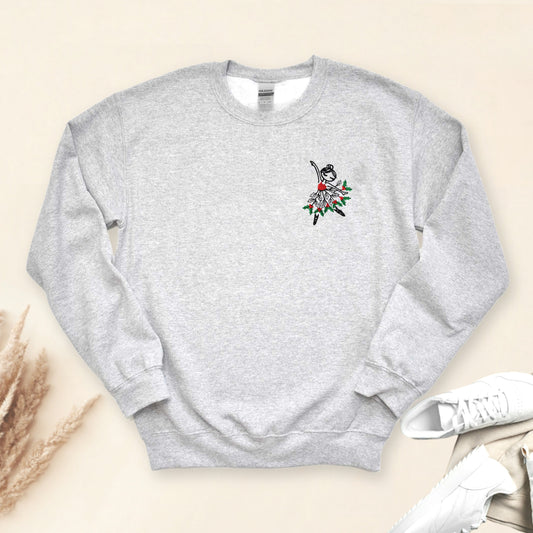 Holly Ballerina Embroidered Adult Unisex Crewneck Sweatshirt