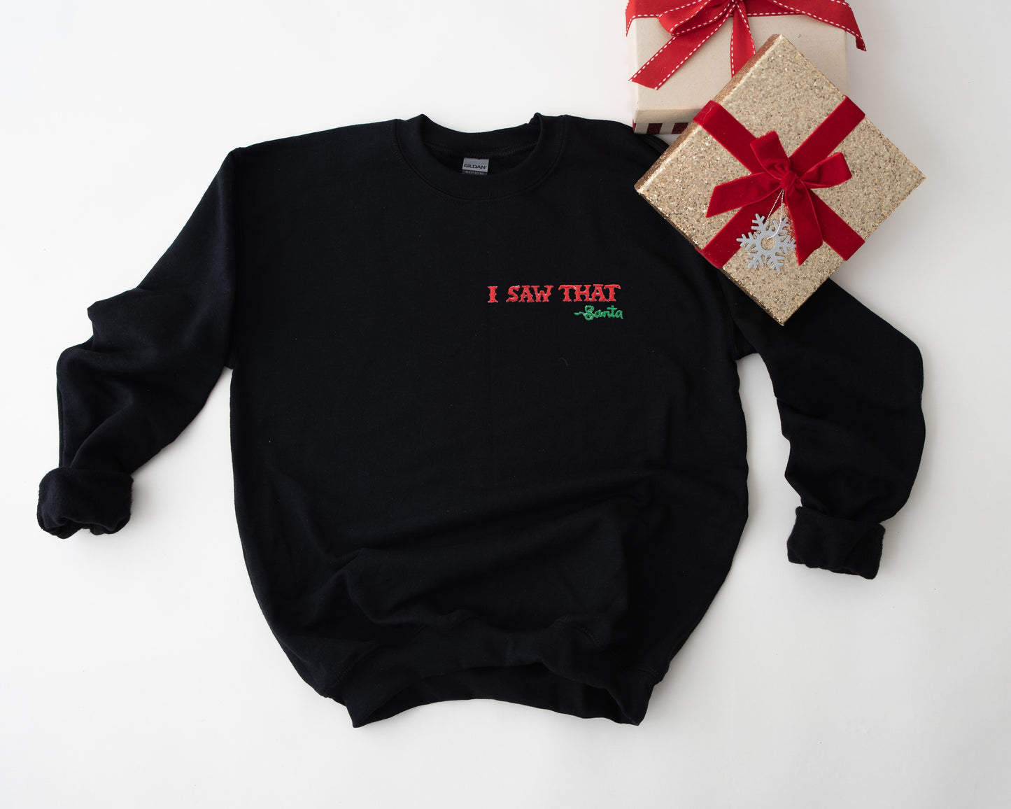 I Saw That Santa Quote Embroidered Adult Unisex Crewneck Sweatshirt