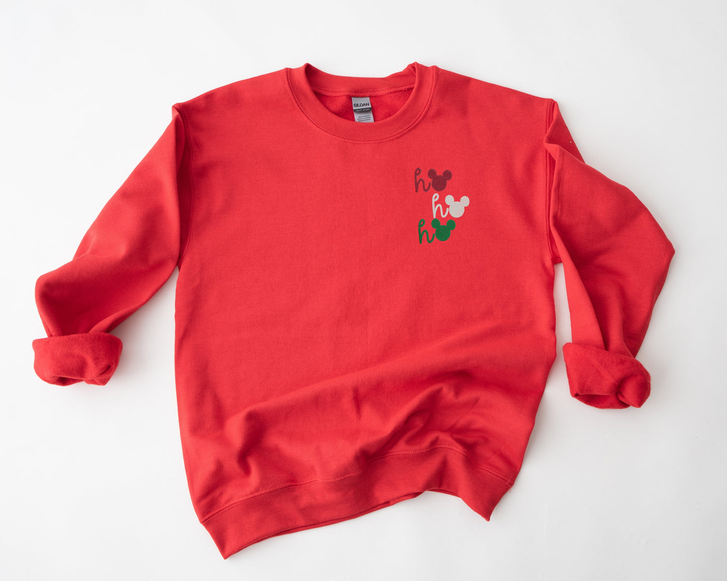 Mickey Ho Ho Ho Embroidered Adult Unisex Crewneck Sweatshirt