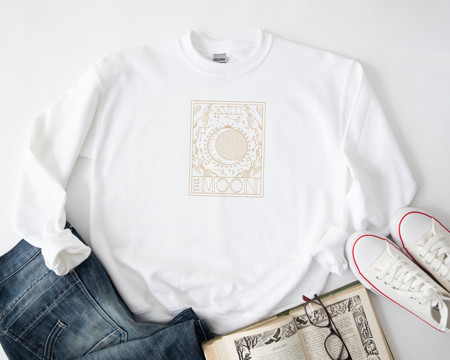 Embroidered Moon Tarot Unisex Crewneck Sweatshirt