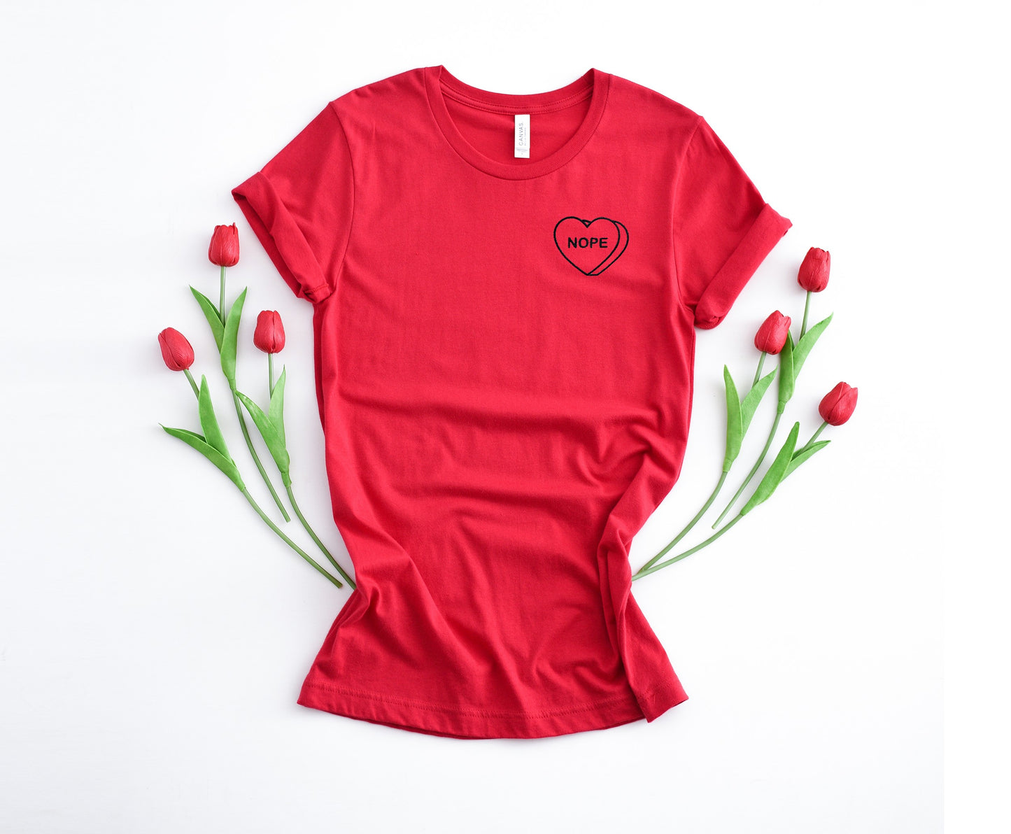 Nope Conversation Heart Embroidered Tee