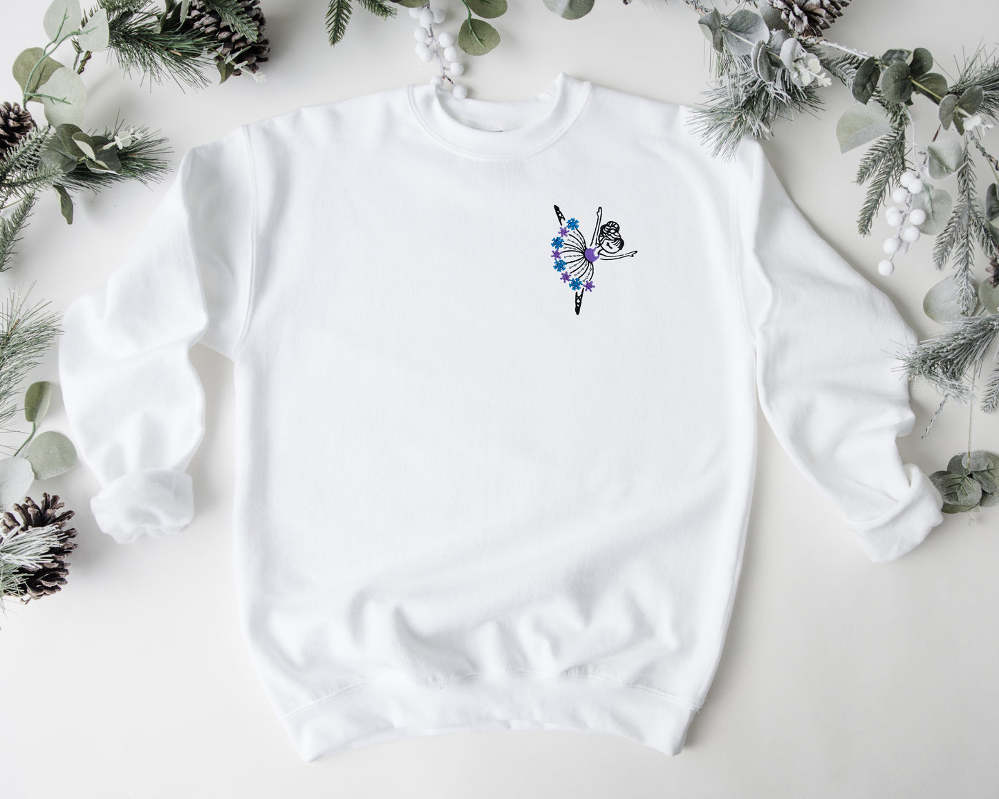 Christmas Snowflake Ballerina Embroidered Adult Unisex Crewneck Sweatshirt