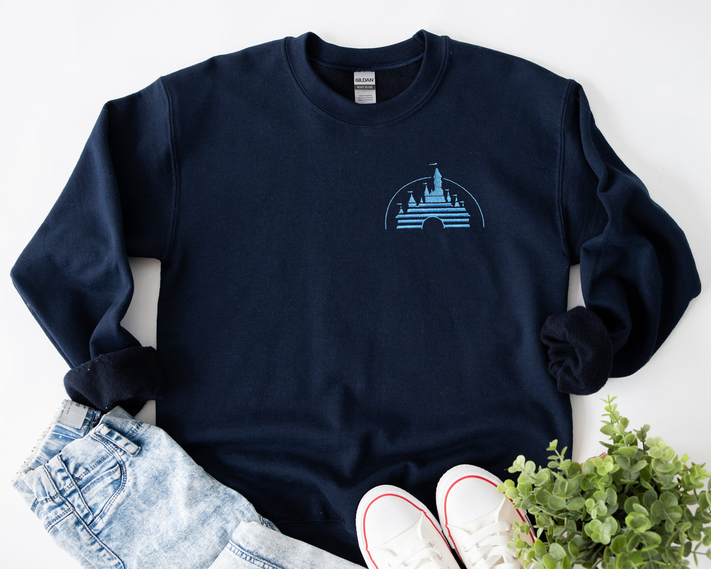 Vintage Disney Movie Castle Embroidered Unisex Crewneck Sweater