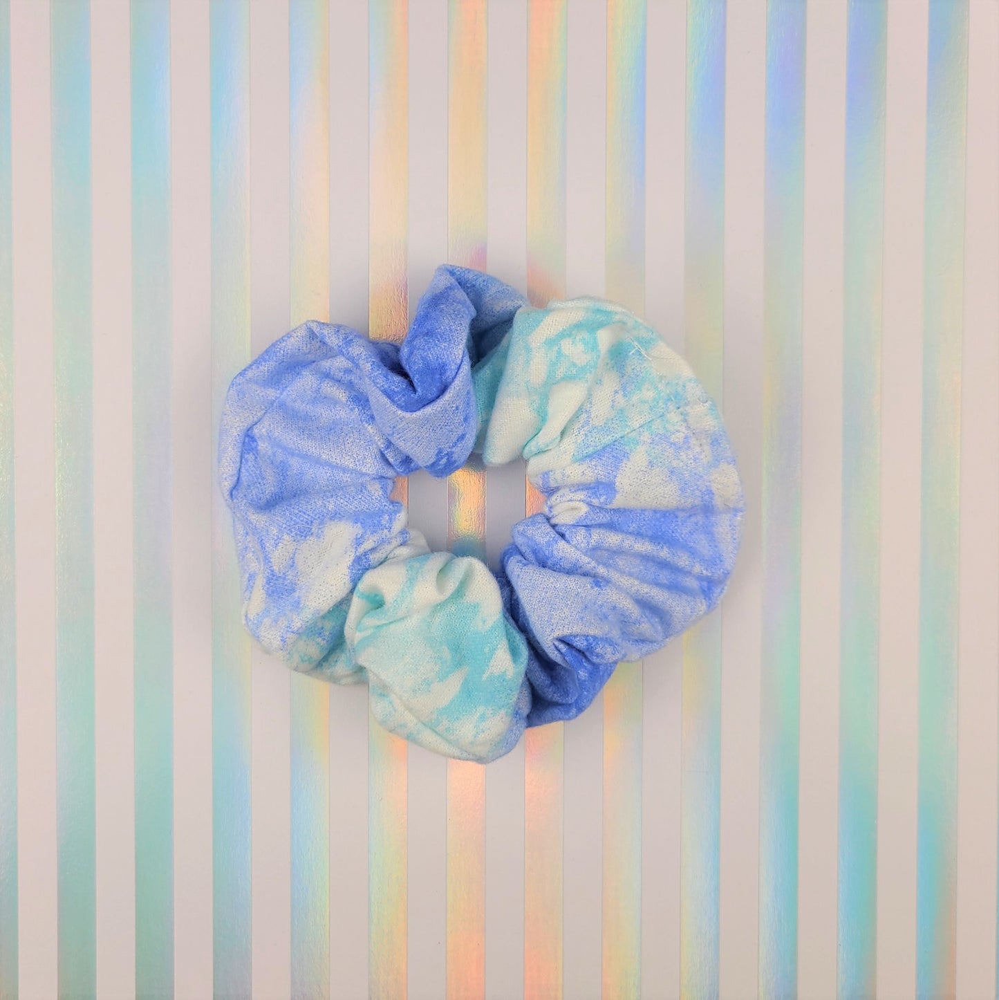 Blue Watercolor Flannel Scrunchie