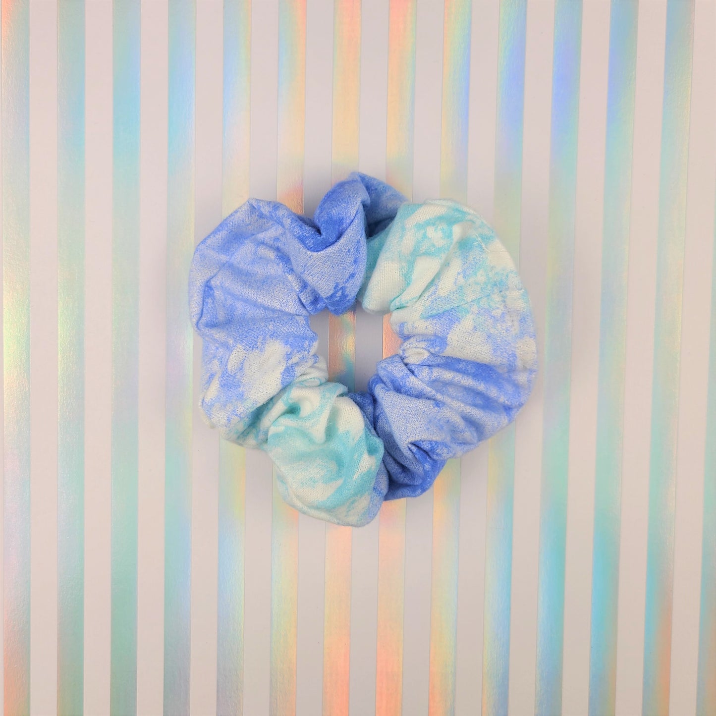 Blue Watercolor Flannel Scrunchie