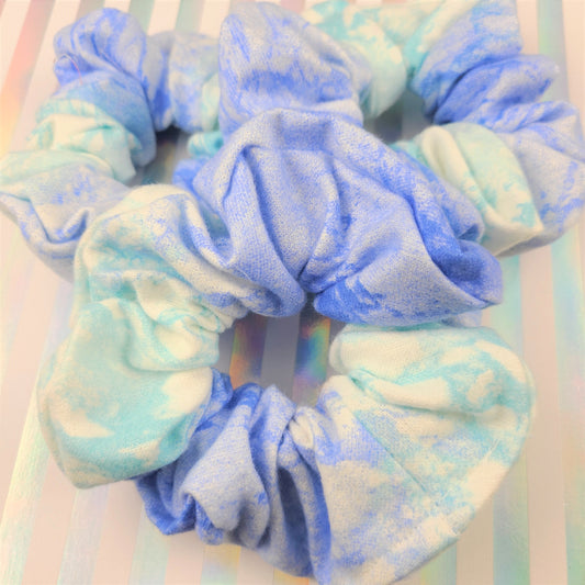 Blue Watercolor Flannel Scrunchie