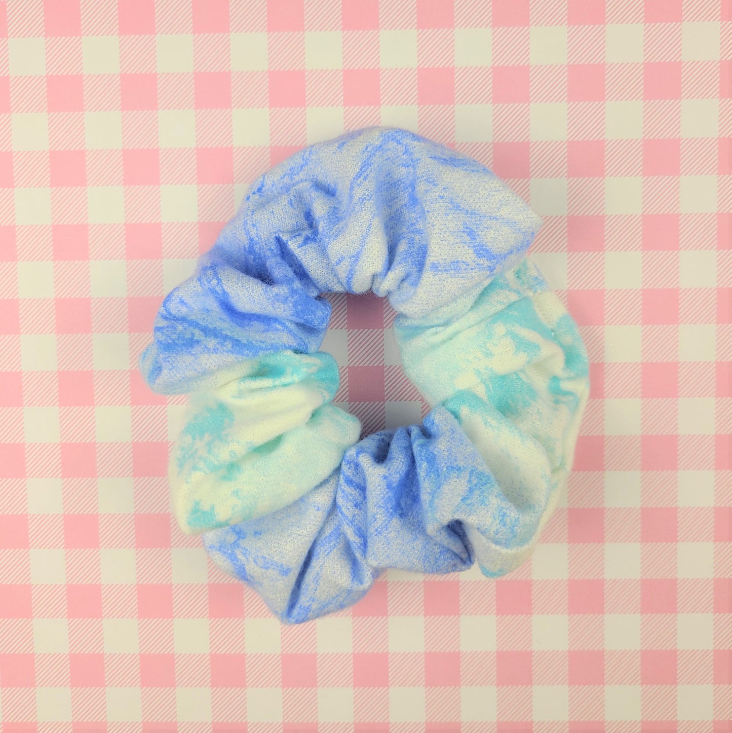 Blue Watercolor Flannel Scrunchie