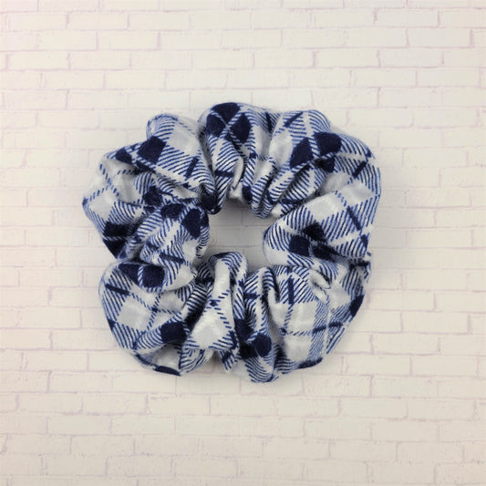 Blue Plaid Flannel Scrunchie