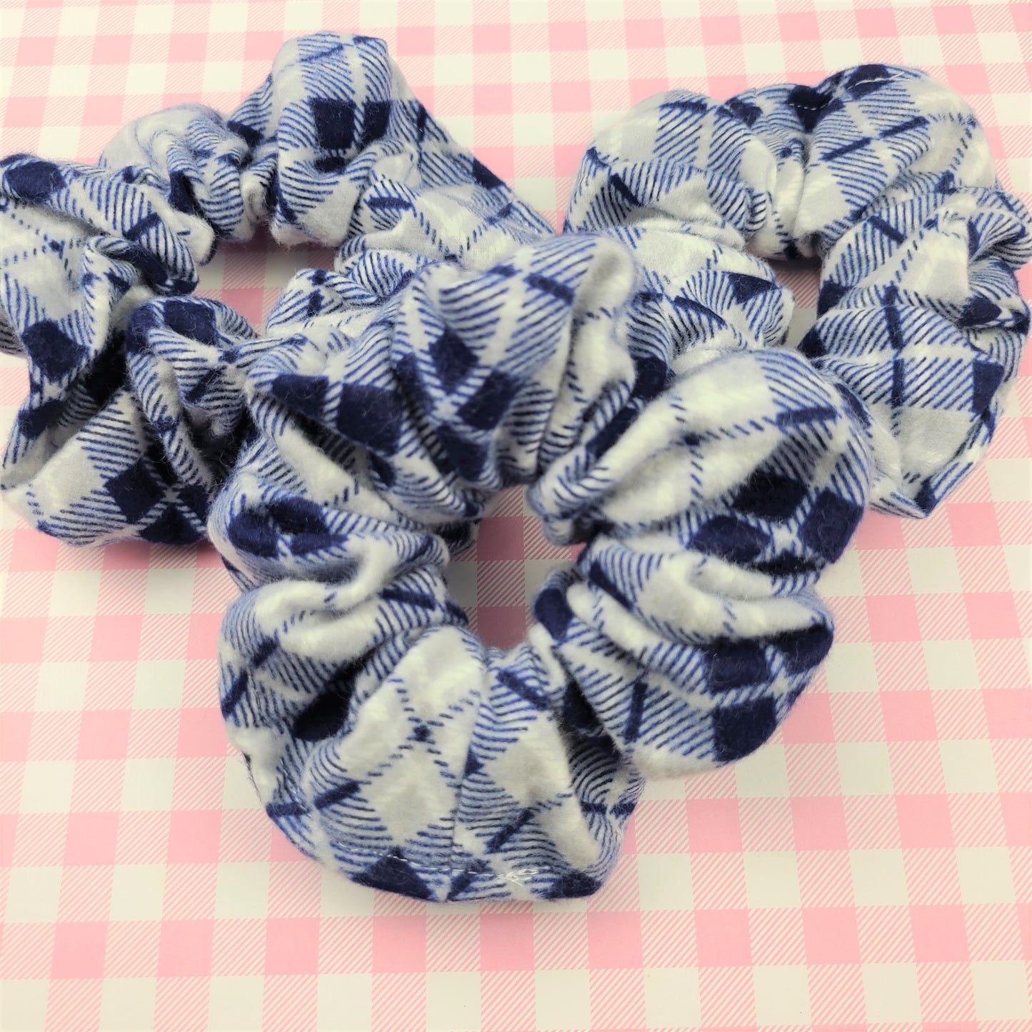 Blue Plaid Flannel Scrunchie