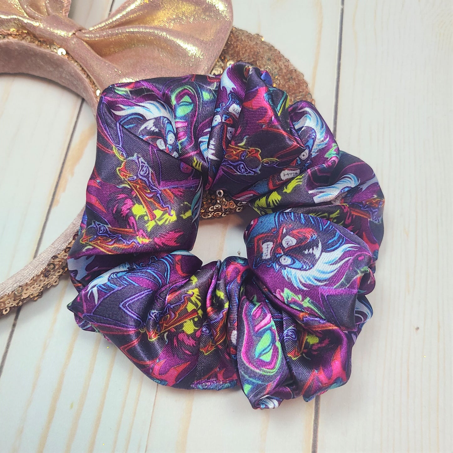 Villains Allover Satin Scrunchie