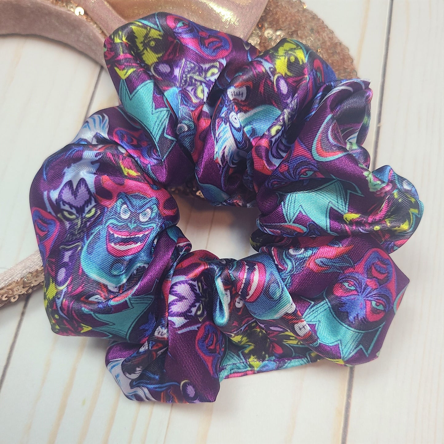 Villains Allover Satin Scrunchie