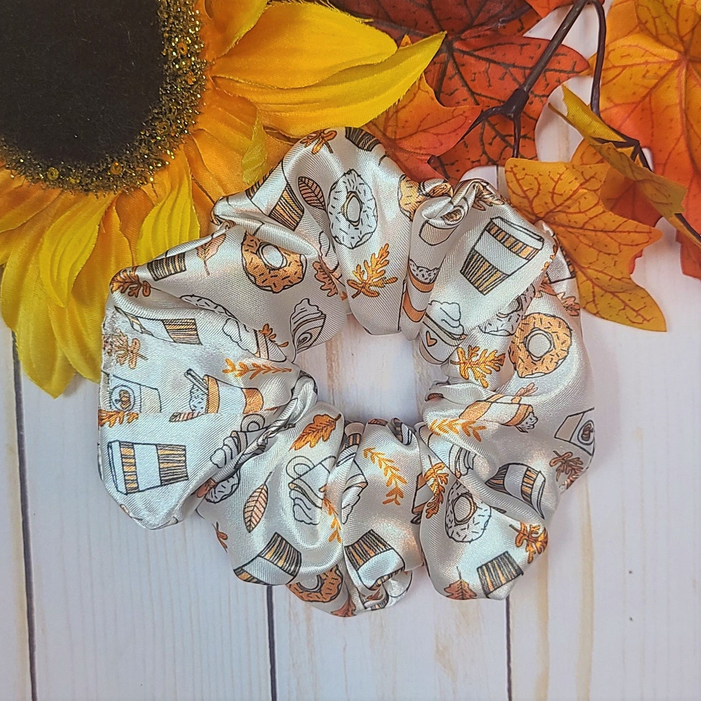 Pumpkin Spice Latte Satin Scrunchie