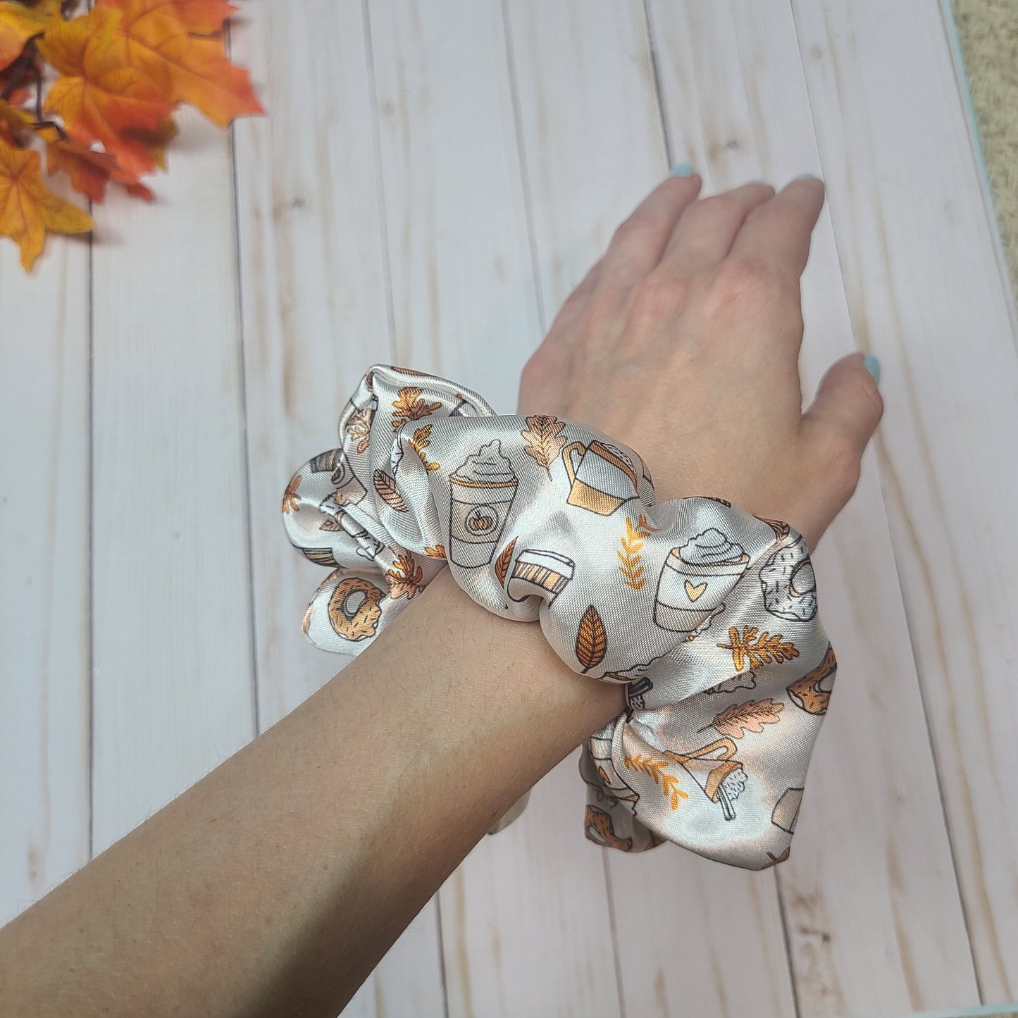 Pumpkin Spice Latte Satin Scrunchie