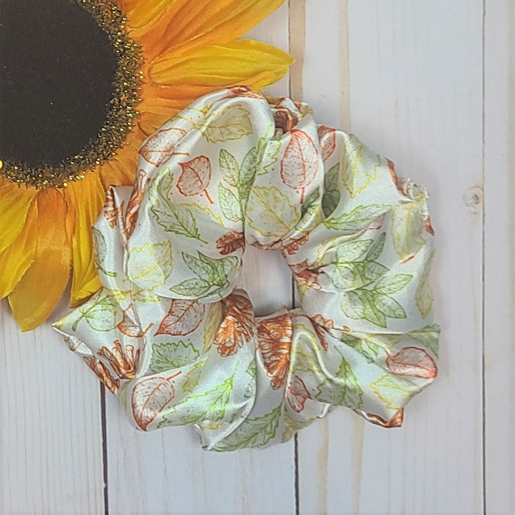 Fall Leaves Satin Scrunchie