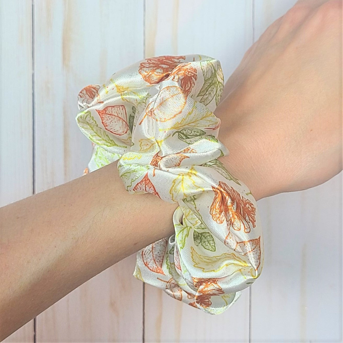 Fall Leaves Satin Scrunchie