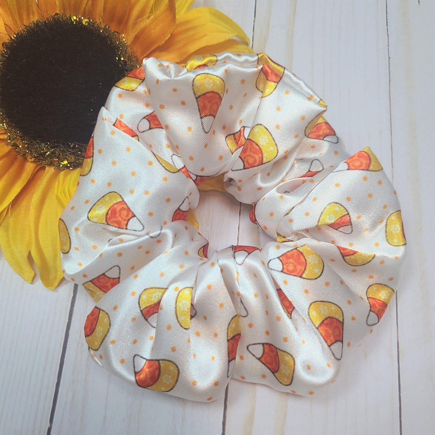 Candy Corn Satin Scrunchie