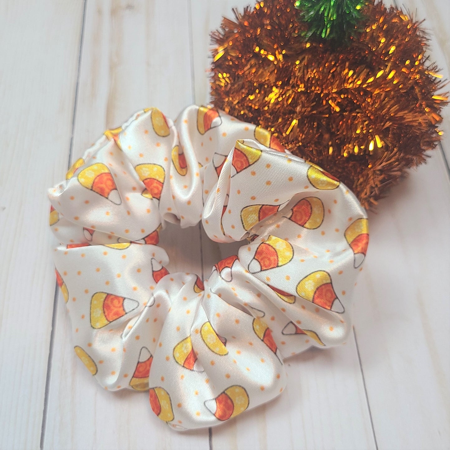 Candy Corn Satin Scrunchie