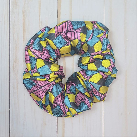 Sally Dress Pattern Satin Scrunchie | Nightmare Before Christmas