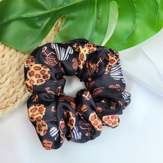 Mickey Shaped Animal Print Satin Scrunchie