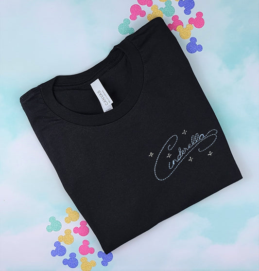 Cinderella Autograph Black Embroidered Tee