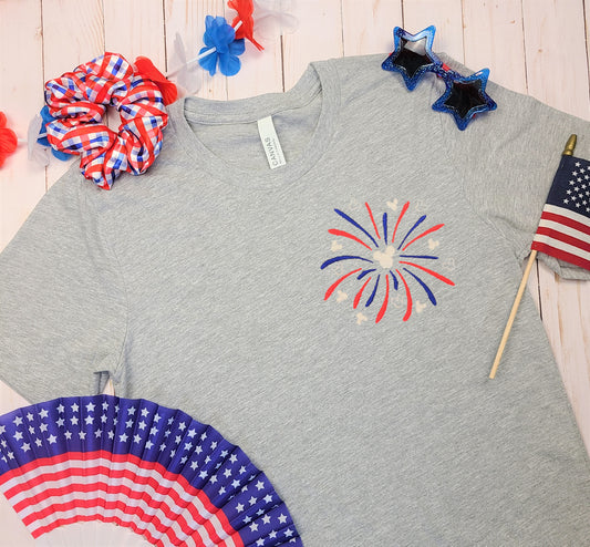 Mickey Fireworks Embroidered Tee