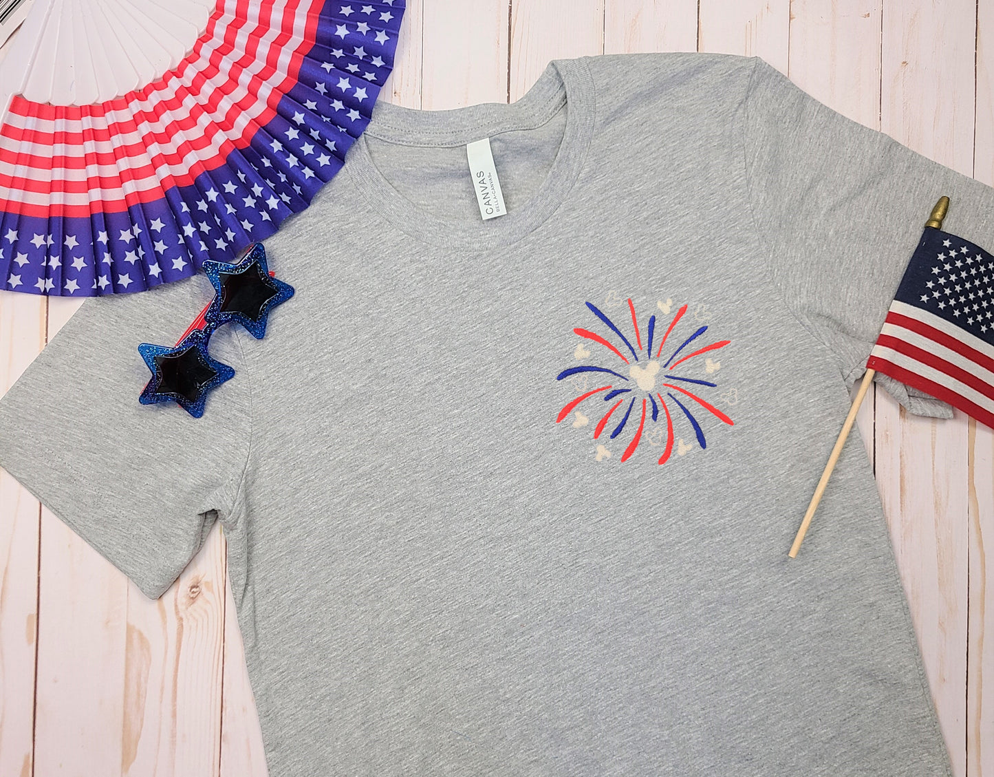 Mickey Fireworks Embroidered Tee