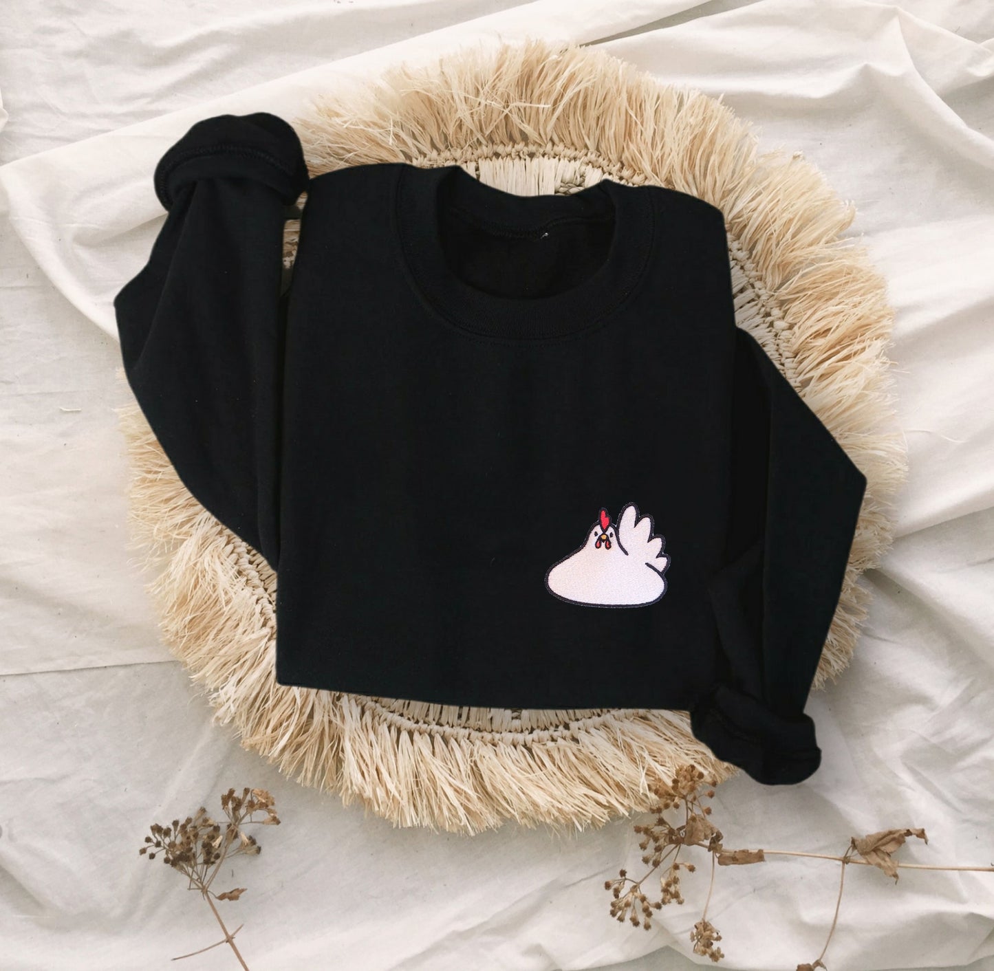 Chicken Blob Embroidered Unisex Crewneck Sweatshirt