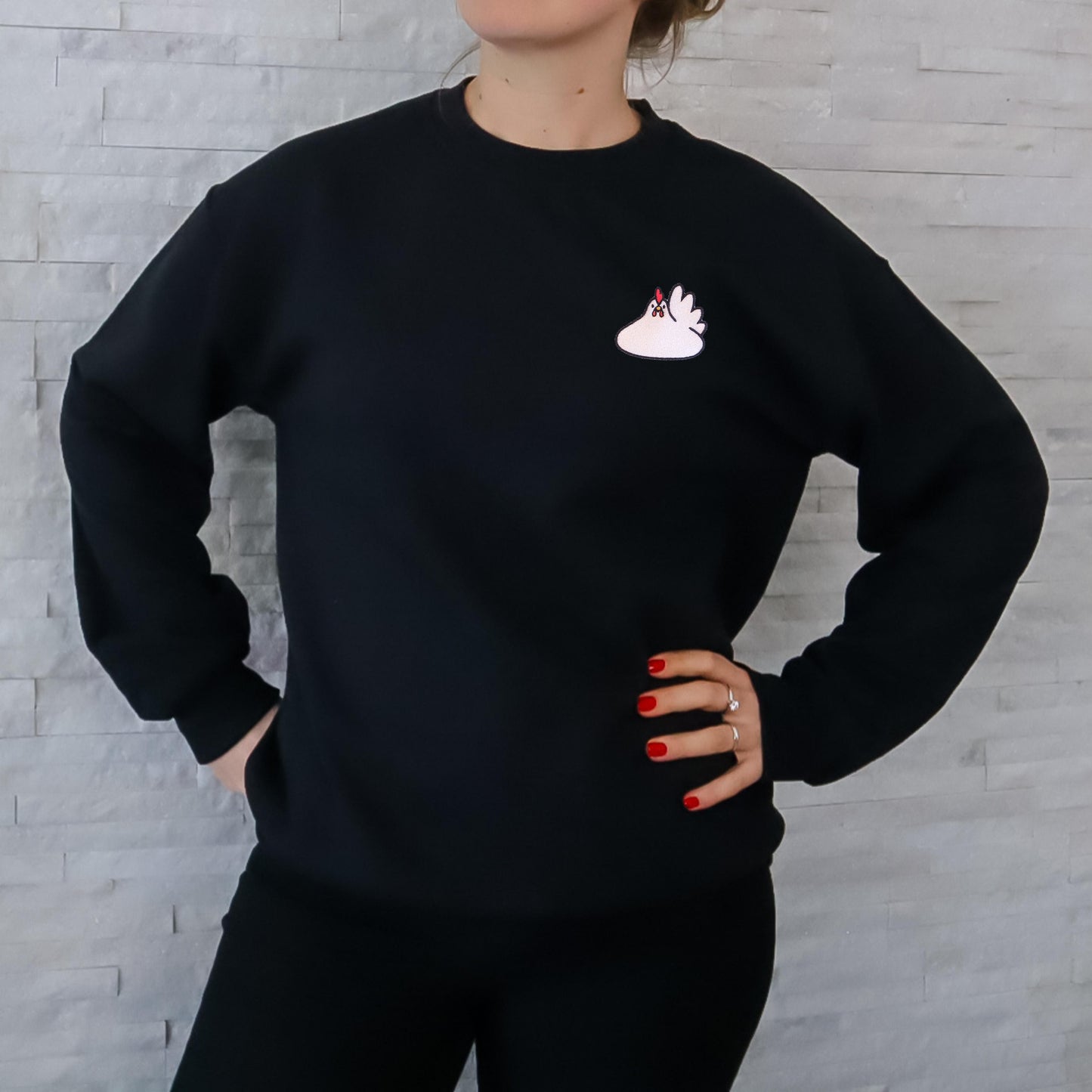 Chicken Blob Embroidered Unisex Crewneck Sweatshirt