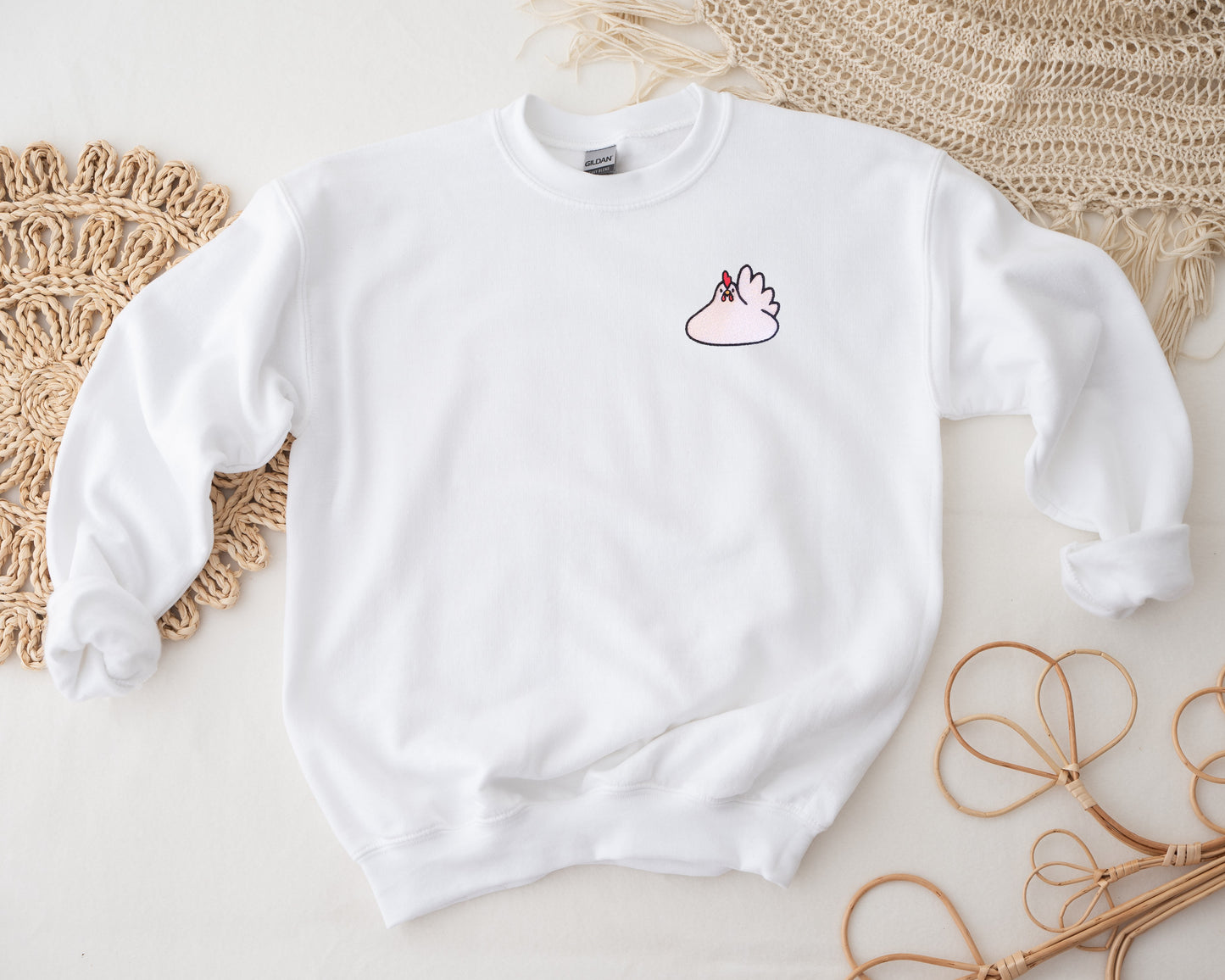 Chicken Blob Embroidered Unisex Crewneck Sweatshirt