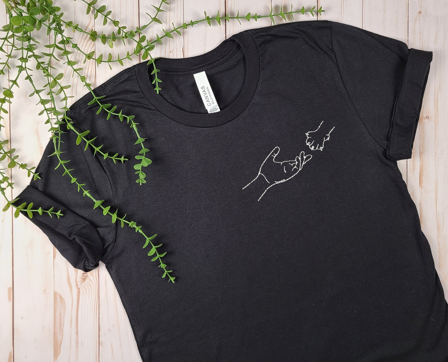 Hand and Cat Paw Embroidered Tee