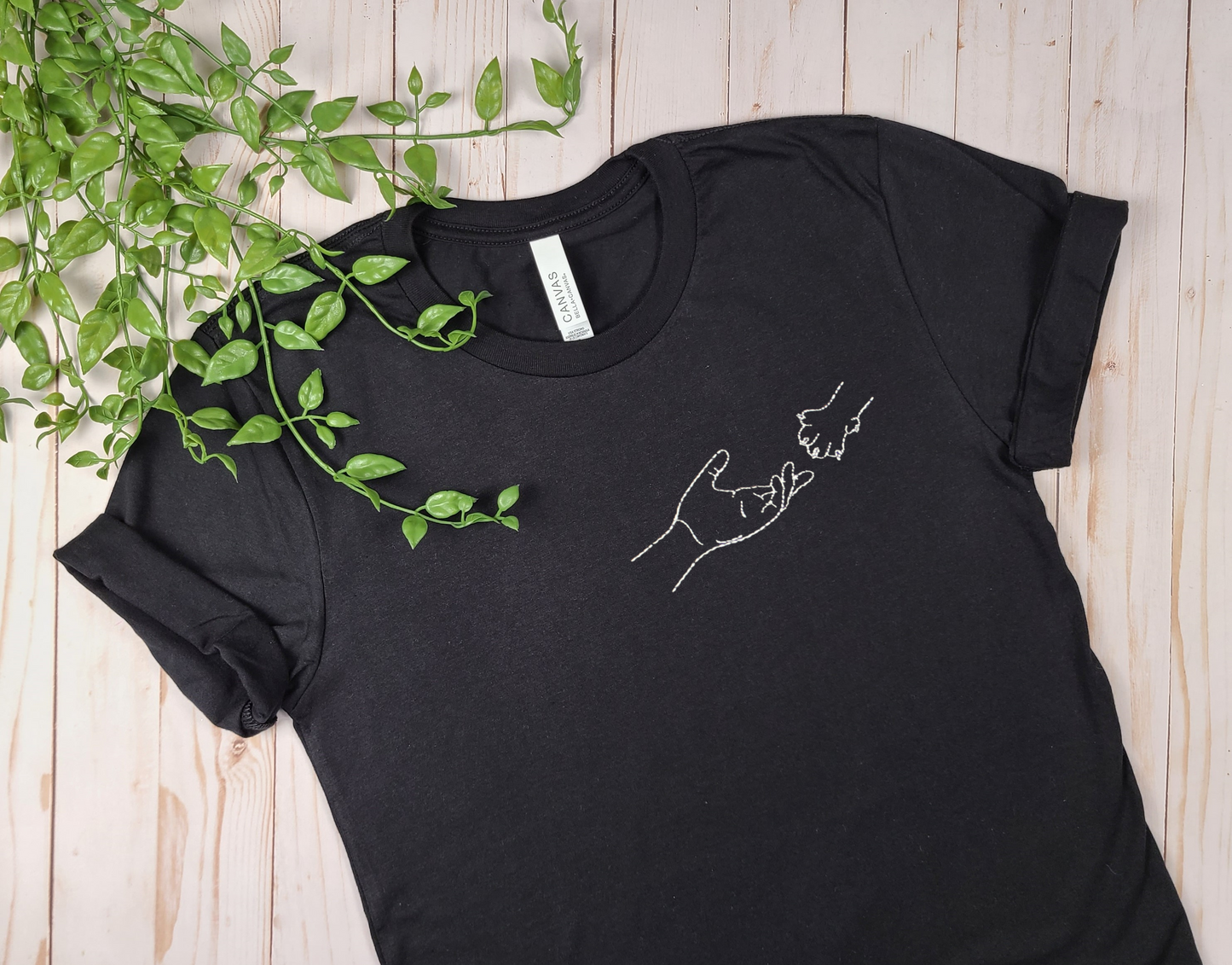 Hand and Cat Paw Embroidered Tee