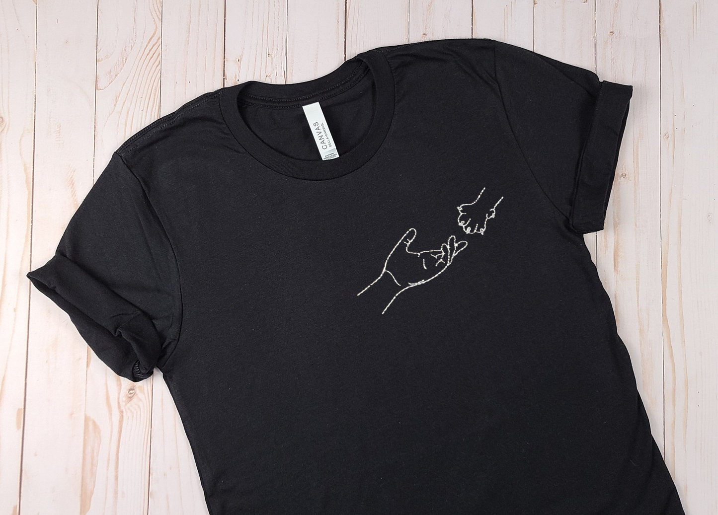 Hand and Cat Paw Embroidered Tee