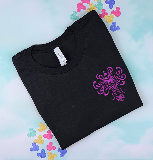 Haunted Mansion Wallpaper Black Embroidered Tee