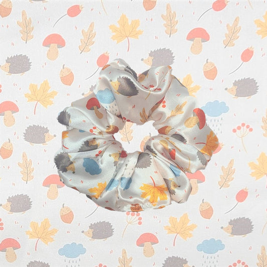 Hedgehogs and Mushrooms Satin Scrunchie