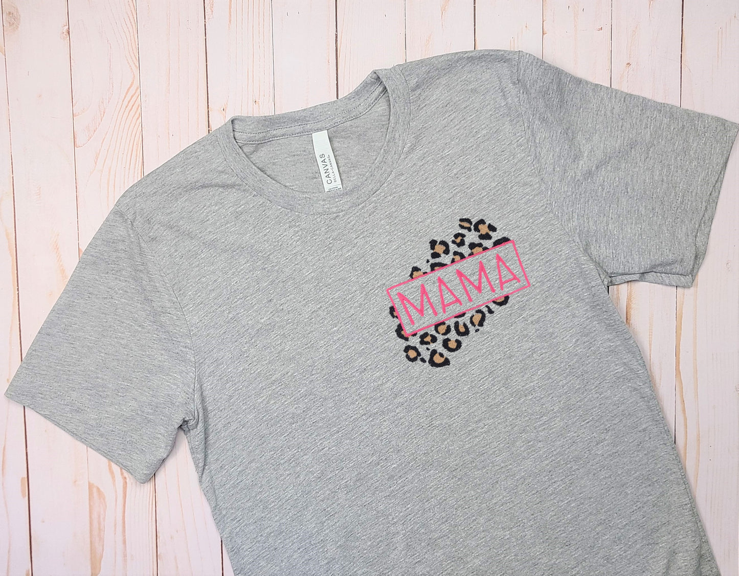 Leopard Print Mama Embroidered Tee