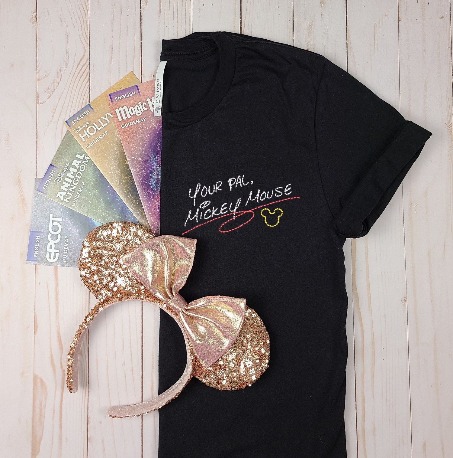 Mickey Mouse Autograph Black Embroidered Tee