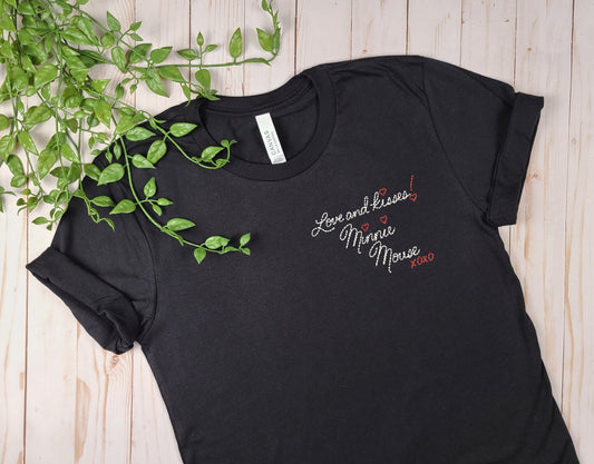 Minnie Mouse Autograph Black Embroidered Tee