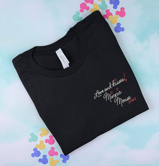 Minnie Mouse Autograph Black Embroidered Tee