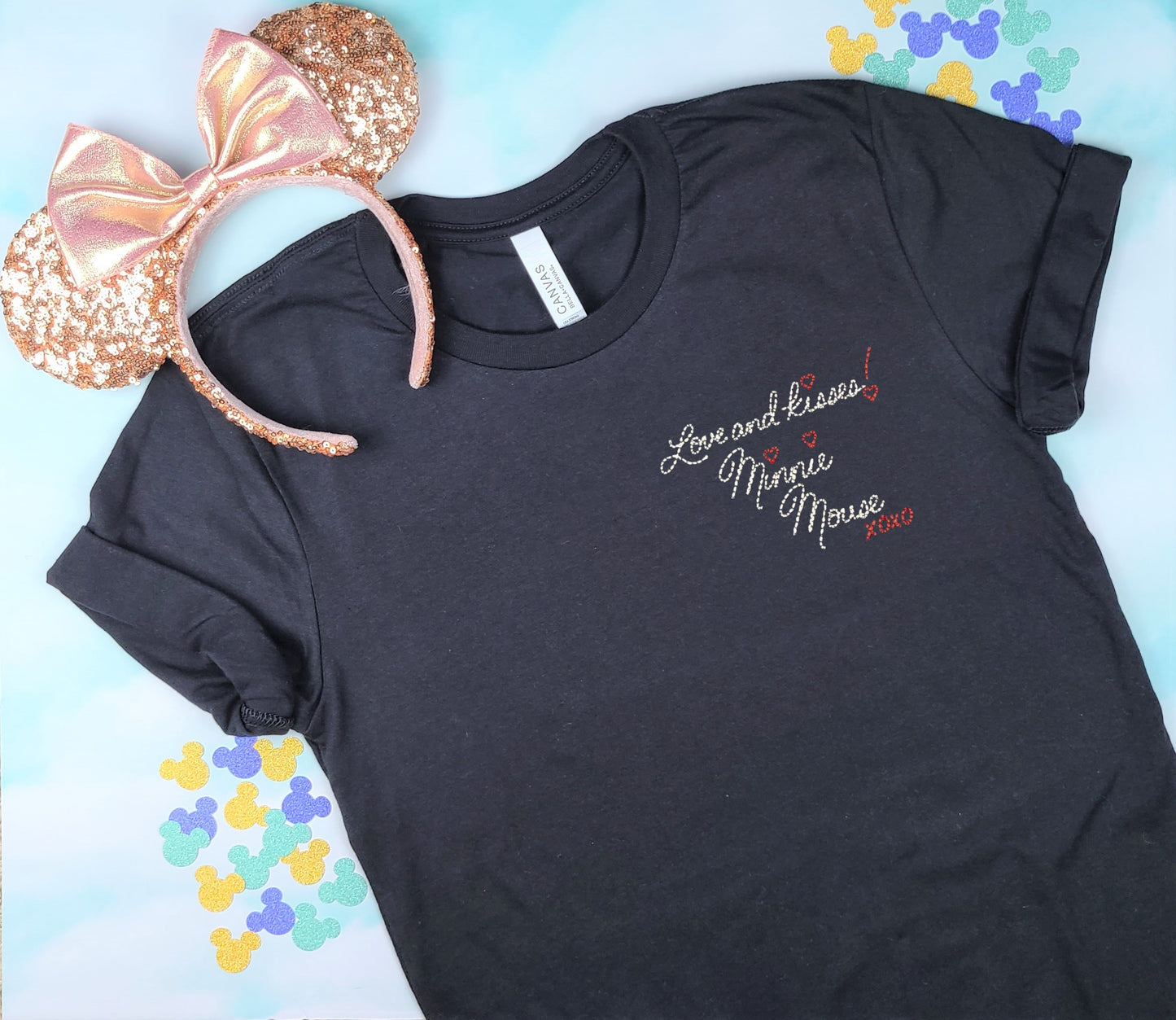 Minnie Mouse Autograph Black Embroidered Tee