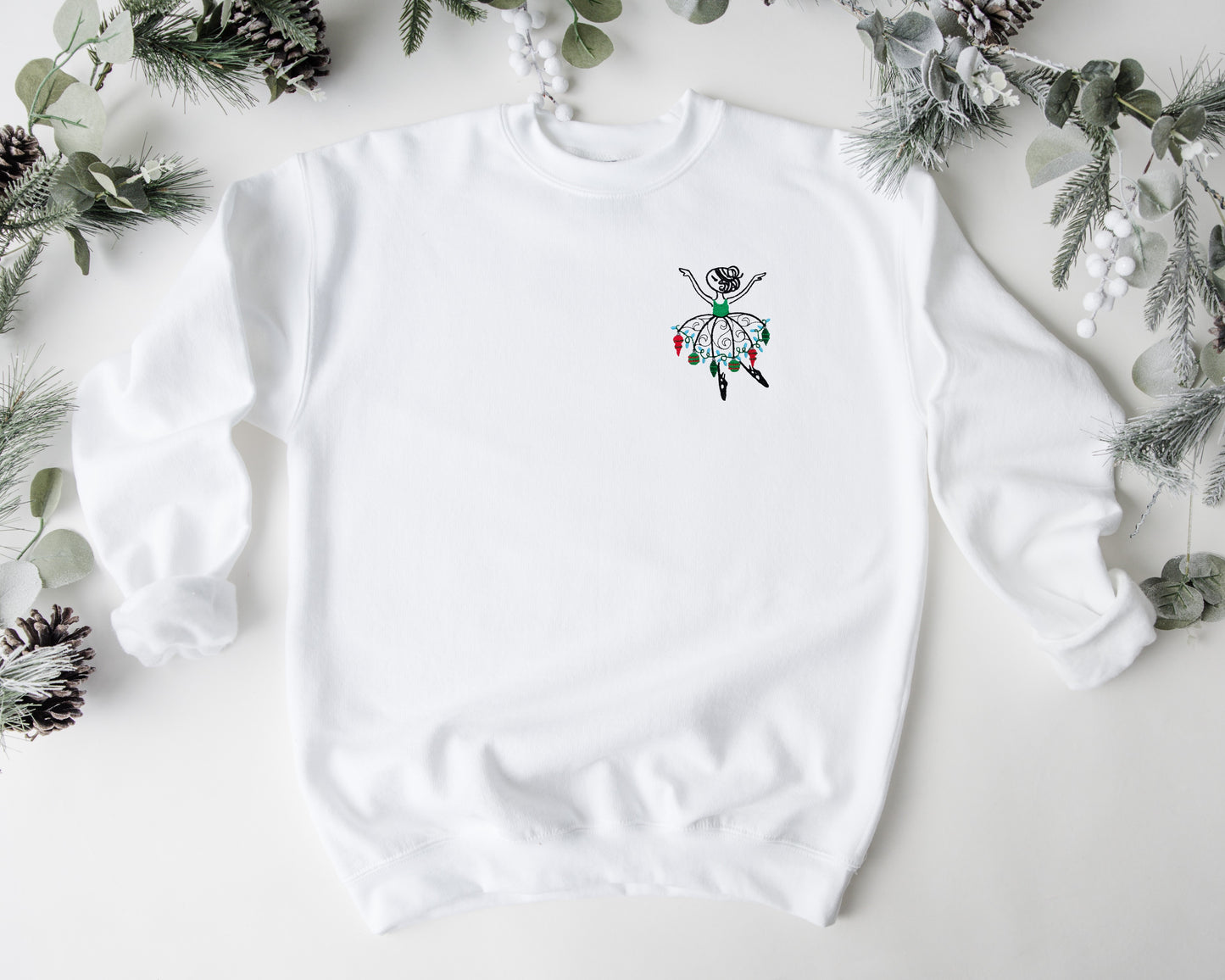 Christmas Ornament Ballerina Embroidered Unisex Crewneck Sweatshirt