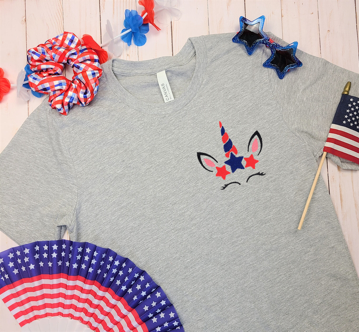 Patriotic Unicorn Embroidered Tee