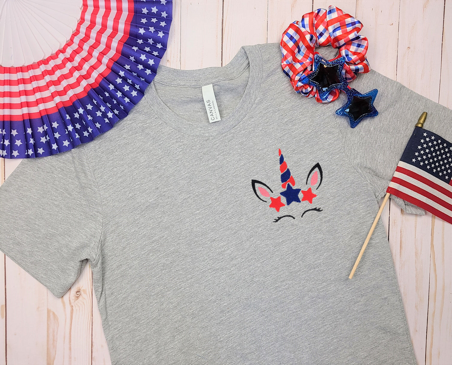 Patriotic Unicorn Embroidered Tee