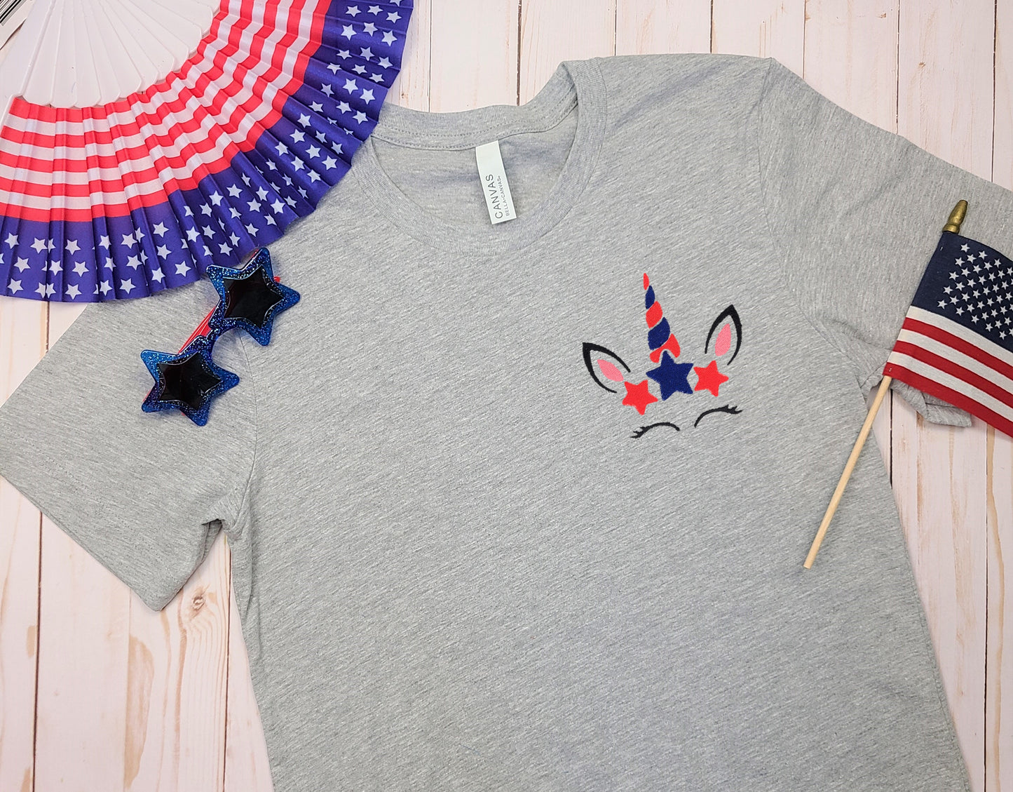 Patriotic Unicorn Embroidered Tee