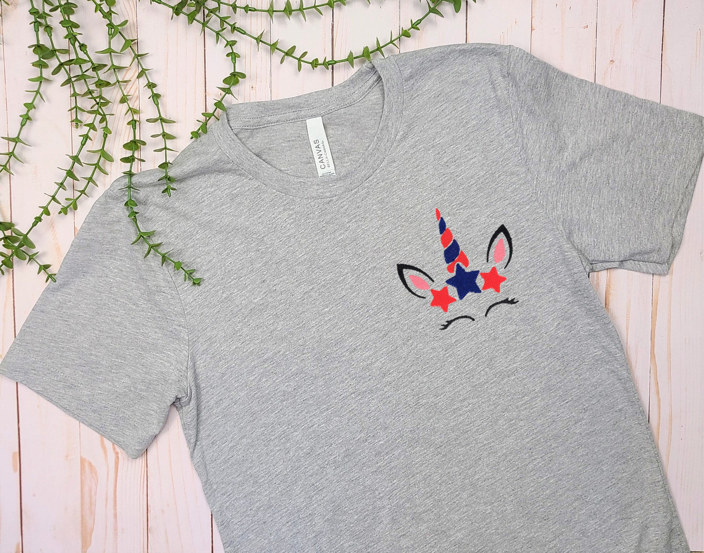 Patriotic Unicorn Embroidered Tee